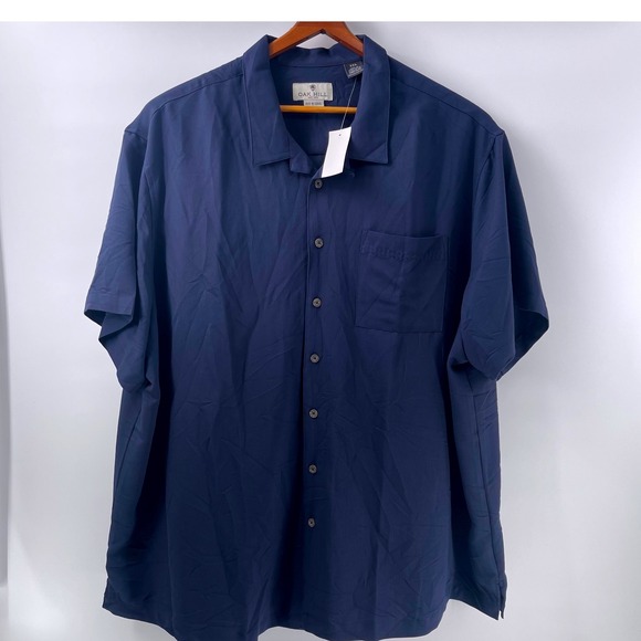 Oak Hill Big Tall 3XL Navy Blue Short Sleeve Button Up Shirt Fit By DXL - Picture 6 of 7